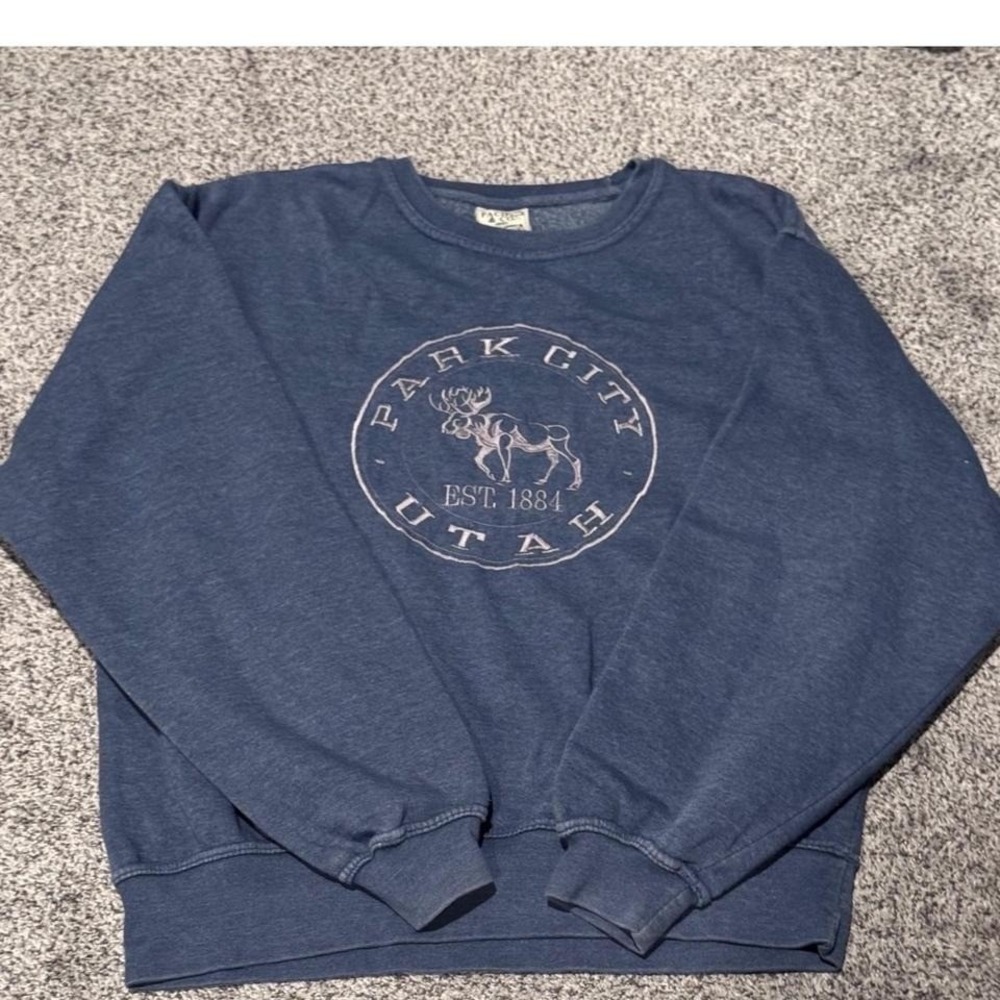 Women's Sz S Embroidered Sweatshirt "Park City Utah Est 1884" Elk Outdoors Vacay